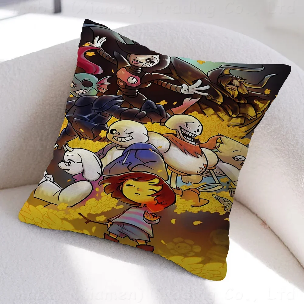 Anime Designs Game Undertale Pillow Covers Cartoon Sofa Decorative Home Double-sided Printing Short Plush Cute Cushion Cover