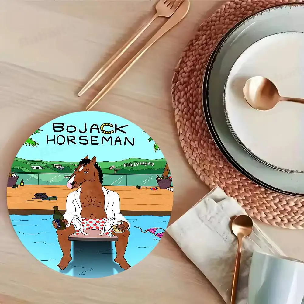 

Аниме B-BoJack H-Horsemans круглые подставки изолированные прочные чашки кофейные подставки тарелки коврики для дома и украшения кухонная утварь