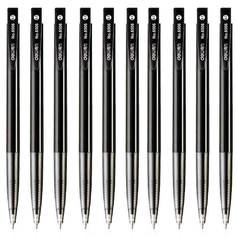 Deli-Bullet Tip Ballpoint Pen Set, Fine Point 0.7mm, Black Ink, Office and School Supplies, Stationery