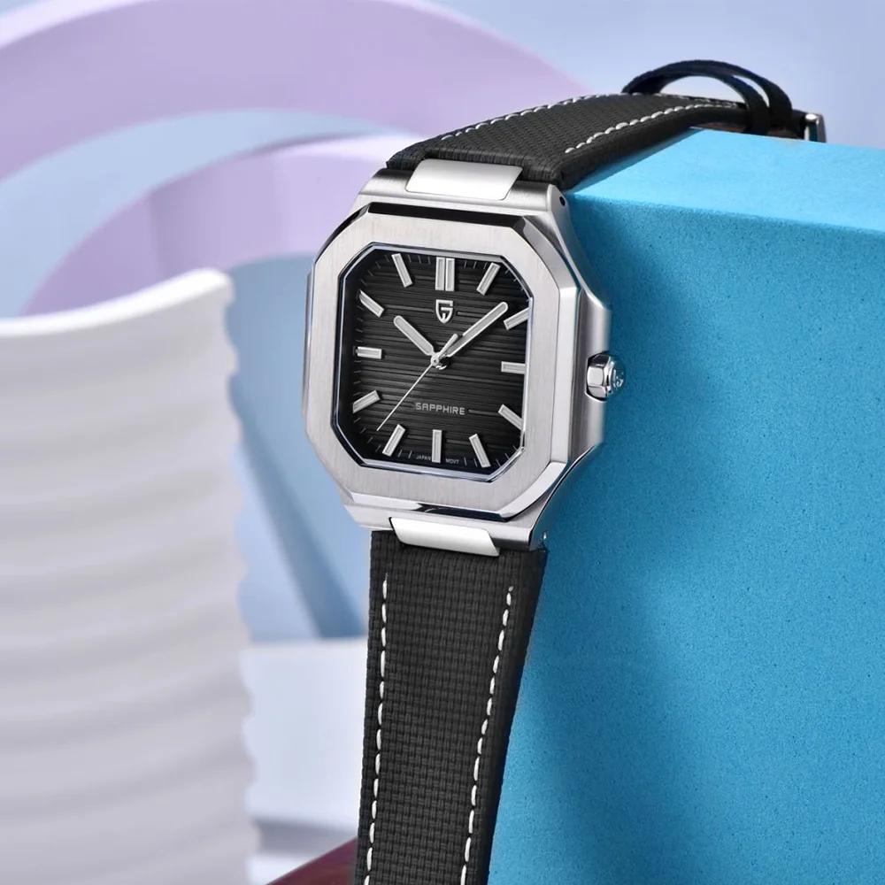 PAGANI DESIGN 2025 Nowy 37MM Kwadratowy Casualowy Zegarek Męski Top Marki Szkło Szafirowe Stal Nierdzewna Kwarcowy Zegarek Prezent Z Pudełkiem Relojes