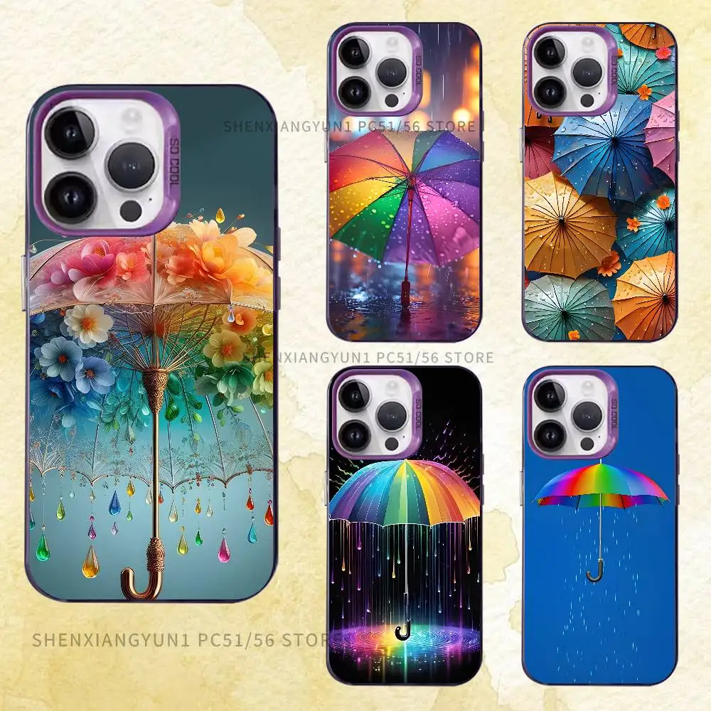 

Rainbow Umbrella Case For IPhone 11 12 13 14 15 16 17 Pro Max XS X XR Cover