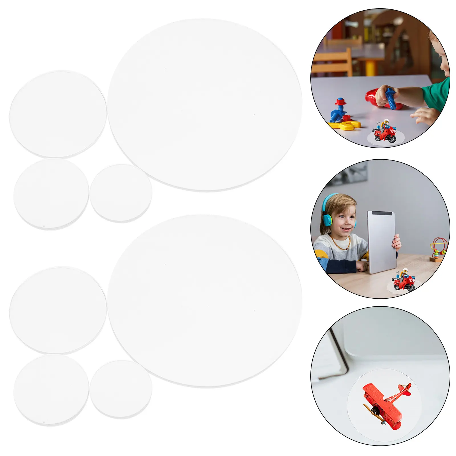 

40Pcs Acrylic Round Bases Transparent Reusable Stable Clear Discs for DIY Miniature Handheld Crafts Display Stand Accessories