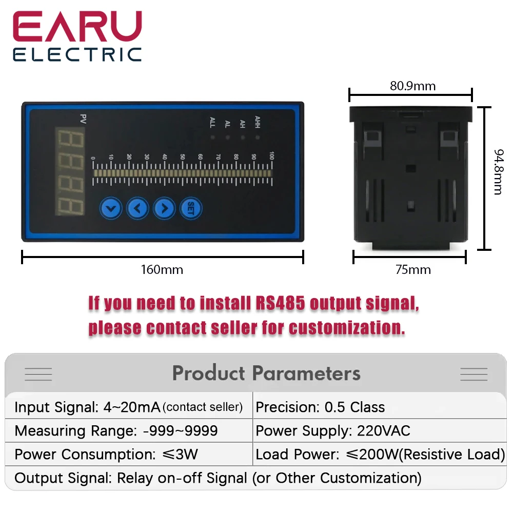 1set 4-20MA Output Integral Liquid Oil Water Level Sensor Probe Transmitter Detect with Smart Controller Float Switch Alarm Pump