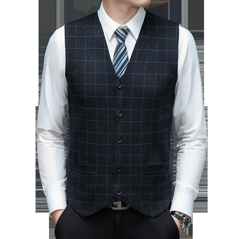 

Men Smart Casual Knit Suit Vests 2023 New Arrival Autumn and Winter Warm Fashion Plaid Classic Top Grade Striped Vest Bleazer