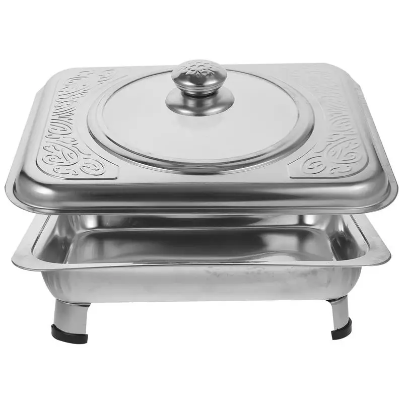 Buffet Chafing Dish Food Tray Chafer Set Pan Dishes Warmer Steel Stainless Server Warmers Metal Pot Pans Catering Warming Trays image 4