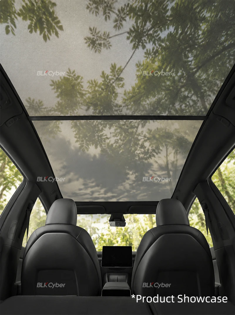 Für Tesla Model 3/Y/YL Highland Juniper Glasdach-Netz-Sonnenschutz, solarbetriebene Abdeckung, lichtdurchlässiger, lichtfilternder Schirm, UV-Wärmereduzierung, Clip-On – Detail 7