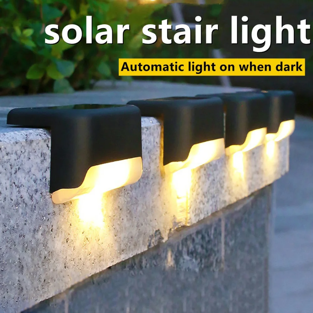 LED Solar Lamp Outdoor Garden Lights Warm White LED Step Lights Waterproof Solar Balcony Light Patio Stair Fence Decoration