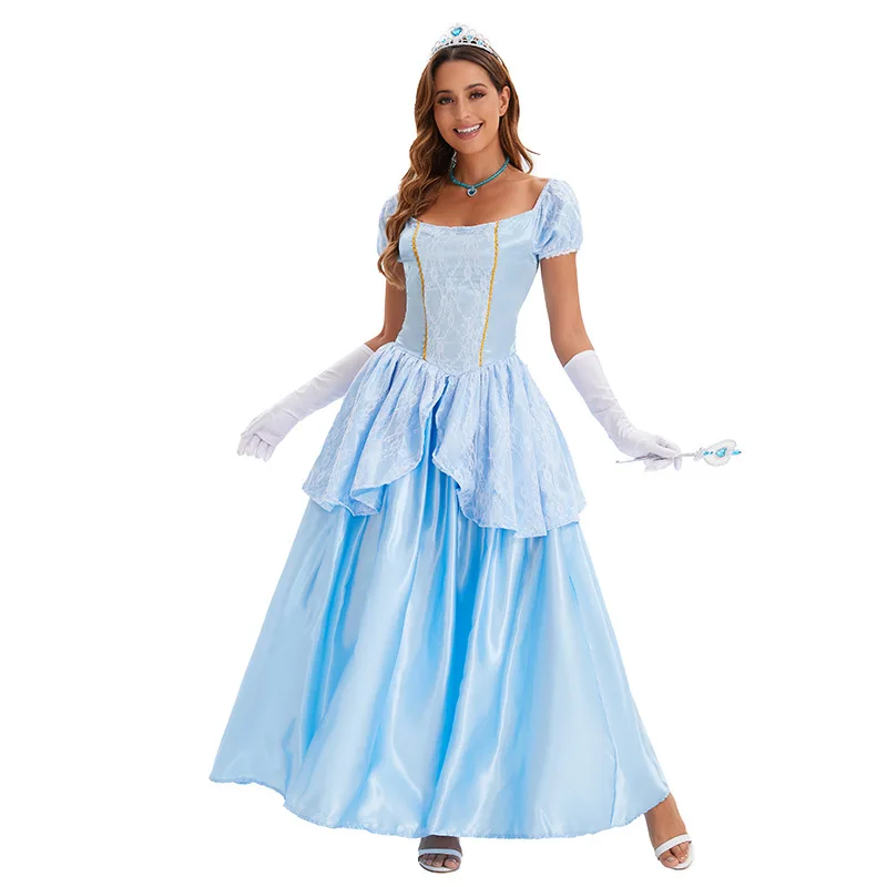 

Live Shooting European And American Halloween Blue Palace Dress, Princess Sisi Fairy Tale Story Princess Dress Cosplay Costume