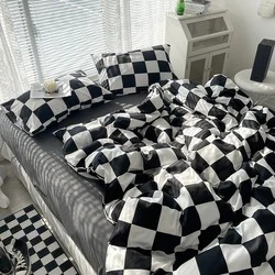 Checkerboard Bedding Comforter Set with Pillowcase bed sheet Single Full Size Bed Linen Duvet Cover Set Queen/King Double Single