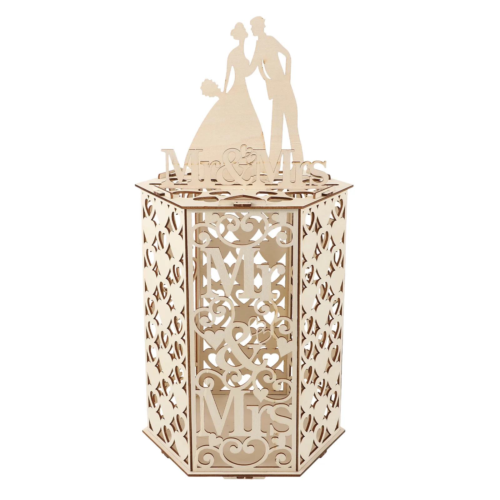 

Wooden Card Box for Wedding DIY Assembly Natural Finish Blessing Gift Holder Table Centerpiece Anniversary Reception Decor