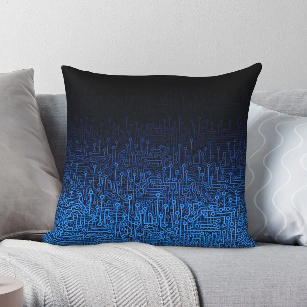 Reboot Blue Computer Circuit Board Square Pillowcase Polyester Linen Velvet Printed Zip Decor Pillow Case Bed Cushion Cover