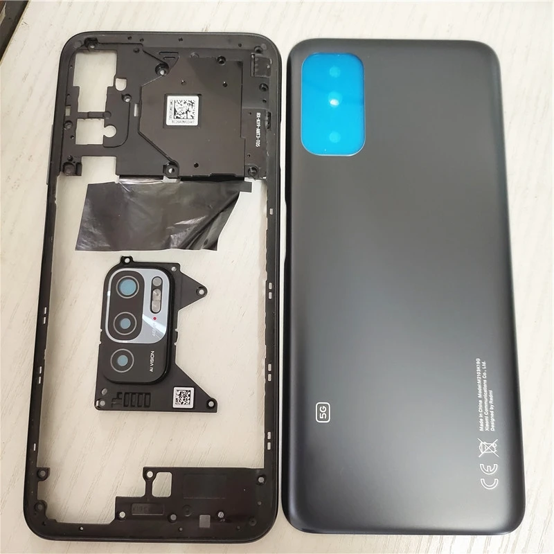 Kompletny zestaw obudowy do Xiaomi Redmi Note 10 5G: tylna obudowa + ramka środkowa + boczne przyciski + szkło obiektywu aparatu + tacka na kartę SIM. — zdjęcie produktu 4