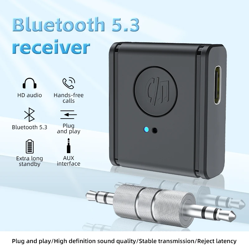 

Wireless Bluetooth 5.3 Receiver Call Listening Navigation 3.5MM AUX Car Adapter Type-C Charging Car Handsfree Bluetooth Receiver
