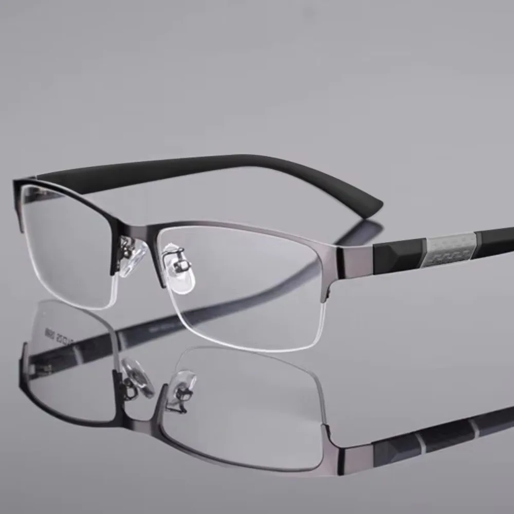 Herren Vintage Business photo chrome Myopie Brille Halb rahmen Metall blaues Licht blockierende Brillen klassische UV-Sonnenbrillen