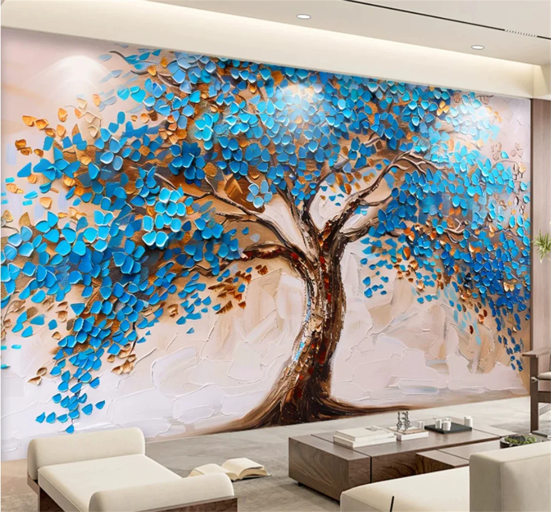 

TV background wall paper 3D stereoscopic wealth tree wall cloth villa hotel lobby landscape painting custom wallpaper wall cloth