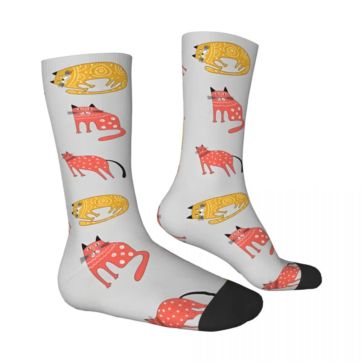 Pack Of Six Cute Kawaii Funny Suspicious Cats Socks Male Mens Women Autumn Stockings Hip Hop