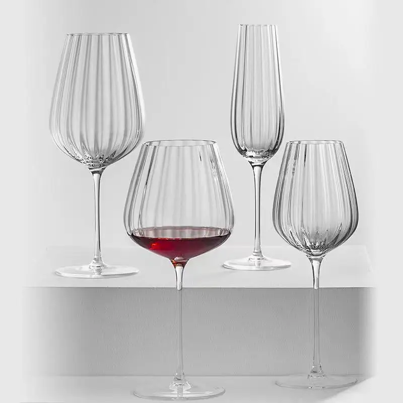 Light Luxury Vertical Stripe Wine Cup Drinkware Glass Whiskey Glasses for Champagne Copas Original Cocktail Glasses Set Cups Bar