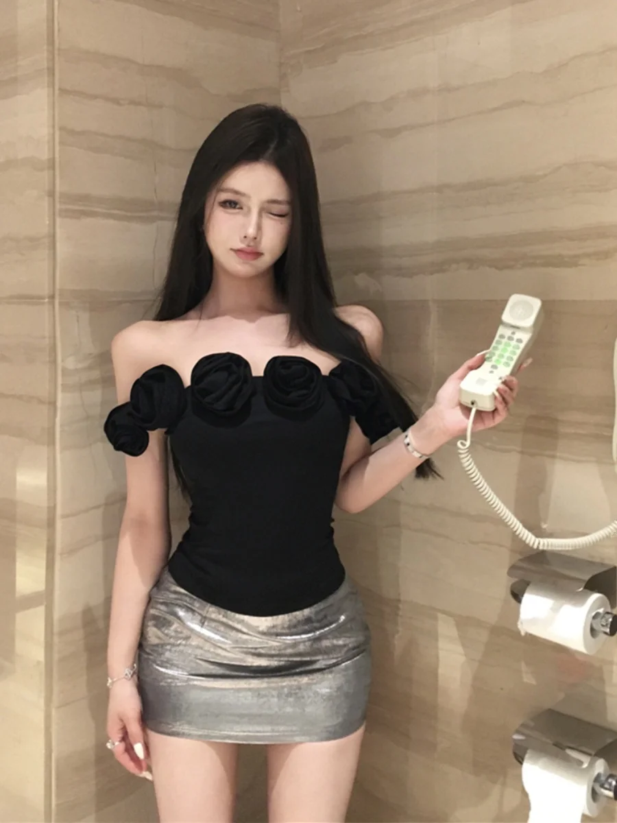 

Женский укороченный топ Pure Desire с 3D цветочным декором, летняя новинка, высококачественная верхняя одежда Feeling ort Svel