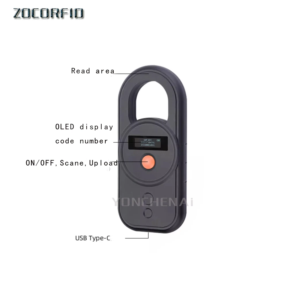 860-960Mhz UHF tag Scanner UHF RFID Handheld Reader With BT and USB(HID) 2.4G Wireless