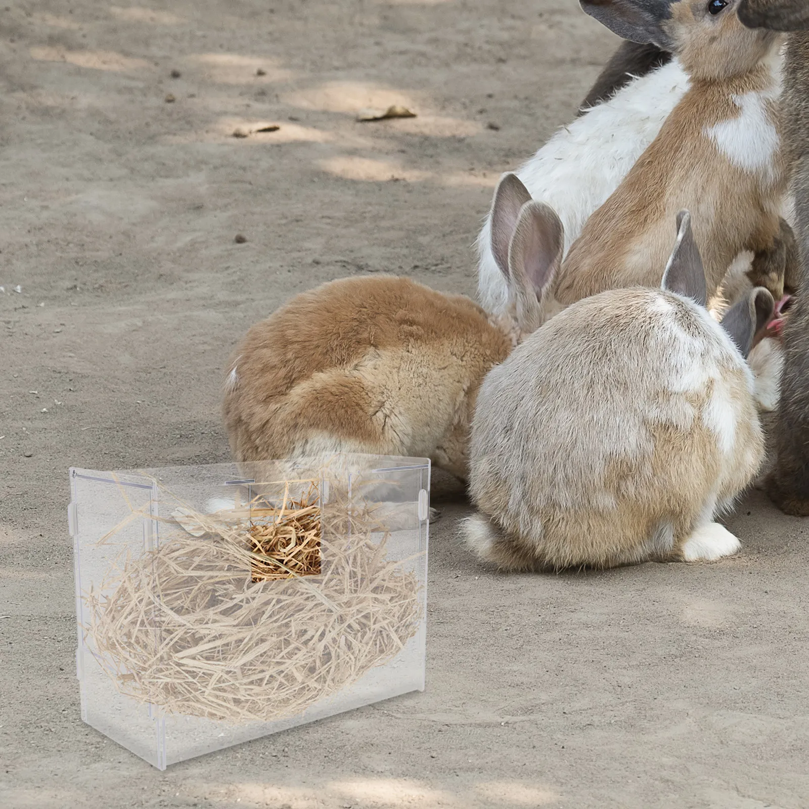 Rabbit Hay Feeder Acrylic Large Capacity Hay Holder with Built in Toilet for Rabbits Hamsters Guinea Pigs Bunny Feeder Storage