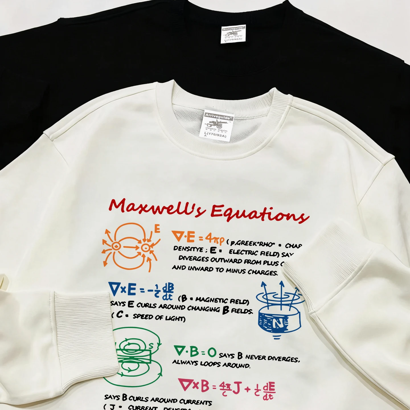 

Мужская толстовка с длинным рукавом и круглым вырезом «Уравнение Максвелла» (Закон Гаусса) из смесового хлопка и полиэстера