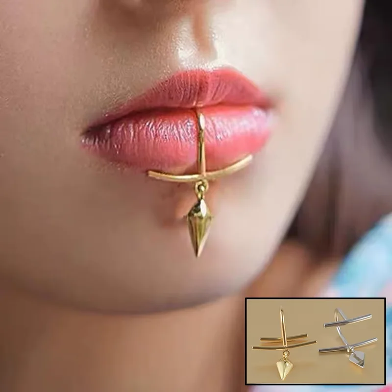1PC Surgical Steel Fake Lip Ear Ring Separation Ring No Piercing Clip Earringis Female Fake Piercing Body Jewelry