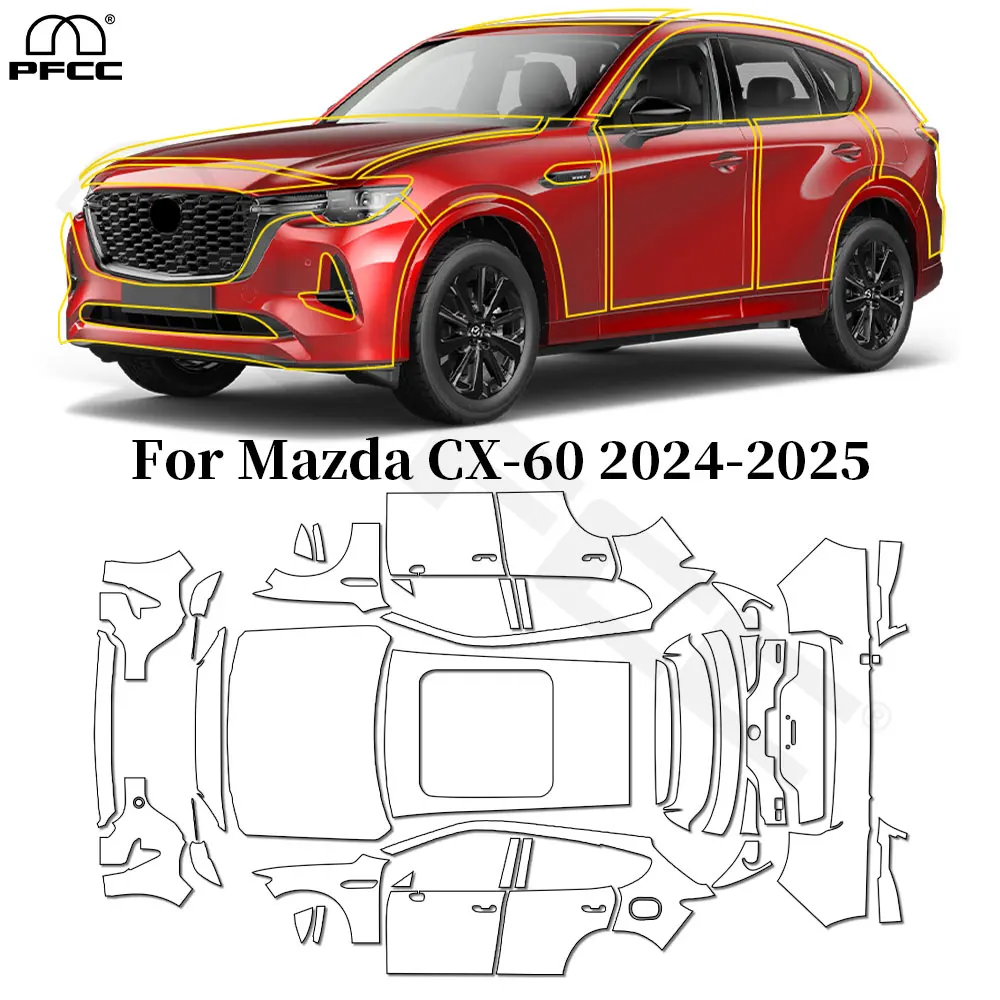 

For Mazda CX60 CX-60 2024 2025 TPU Paint Protection Film Pre-cut PPF Car Body Anti-Scratch Clear Bra Resistant Car Accessories