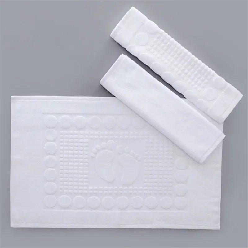 Solid White Cotton Home Hotel Floor Towel Ant-slip Spa Beauty Bath Mat for Bathroom Bathtub Pad Soft Absorbent Floor Mat 80x50cm