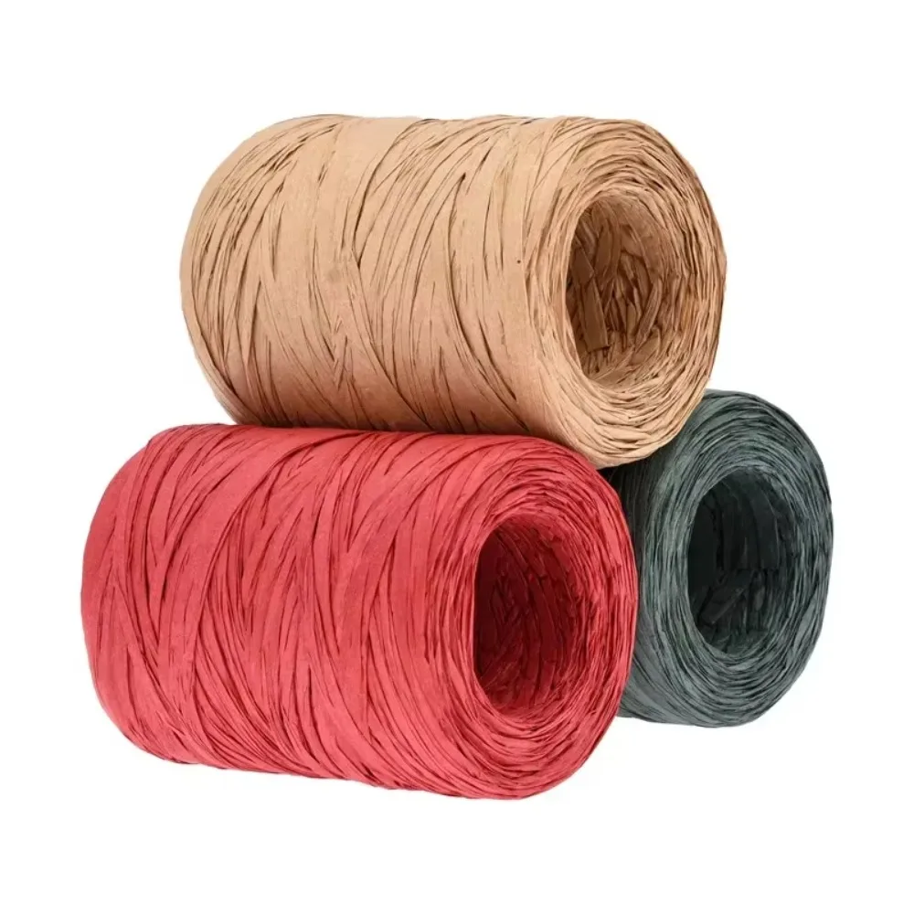 Raffia Ribbon Red Green Natural 3 Rolls 984 Feet, 328 Feet Each Roll, Paper Twine Wrapping Ribbon for Party Holiday DIY Decor