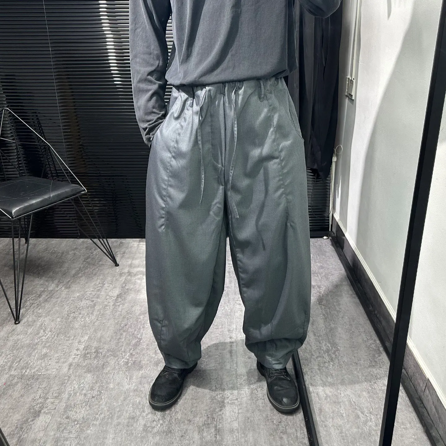 Avant-Garde Dark High-Grade Minimalist Design Trousers Autumn Niche Loose Casual All-Matching Straight Wide-Leg Pants Ins