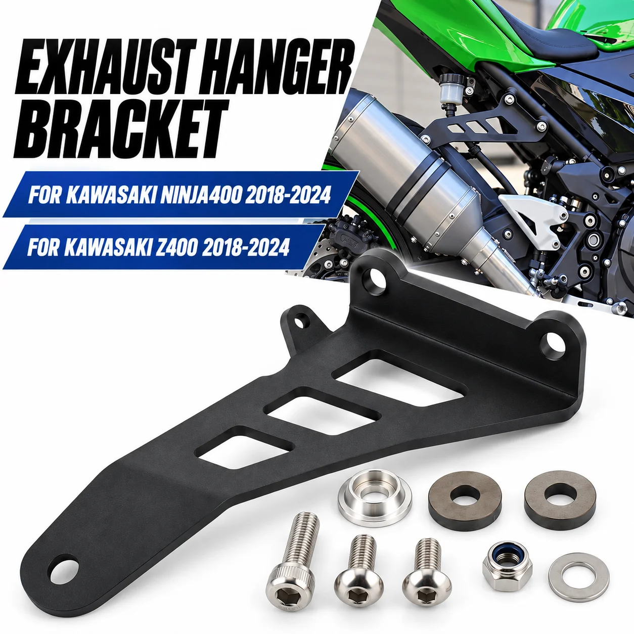 For Kawasaki Ninja 400 Z400 2018-2024 Motorcycle Modified Exhaust Bracket Muffler Fixing Hanger Support Accessories