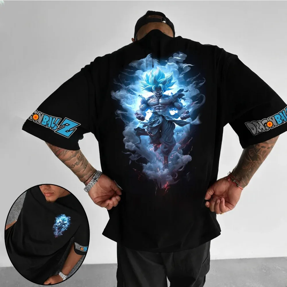 Dragon ball verão camiseta masculina anime japonês son goku outono dentro do menino crianças pai-filho moda tendência manga curta