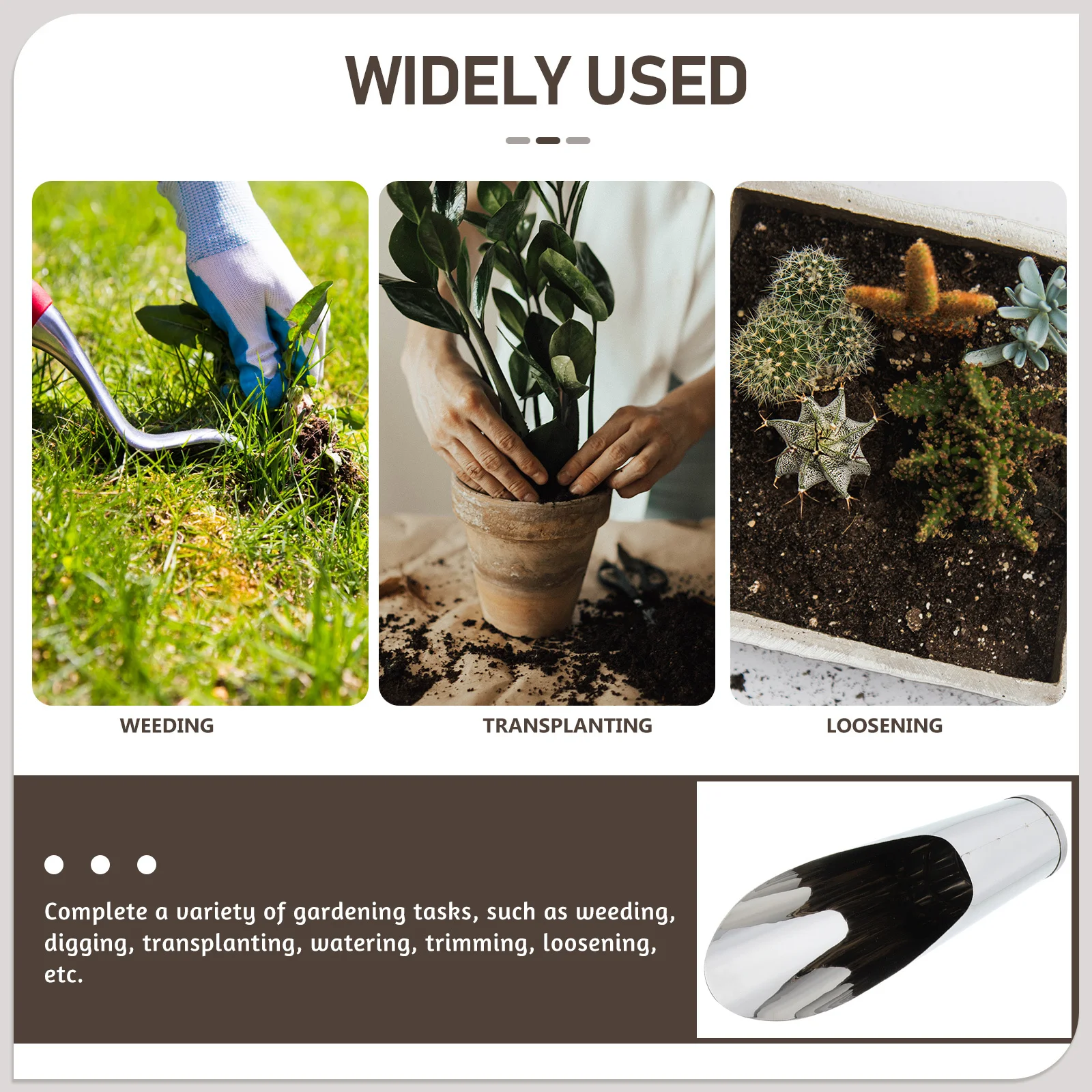 

Stainless Steel Bucket Scoop Lightweight Portable Garden Tool For Soil Transplanting Flower Planting Small Gardening Shovel