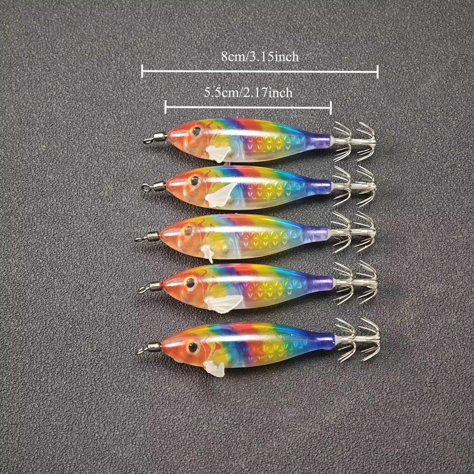 16 Stück/Set Leuchtender Tintenfisch-Jig 8cm/5,7g Garnelen-Angelköder Haken Meeresfischerei-Zubehör Künstlicher Köder Oktopus-Köder – Detail 1