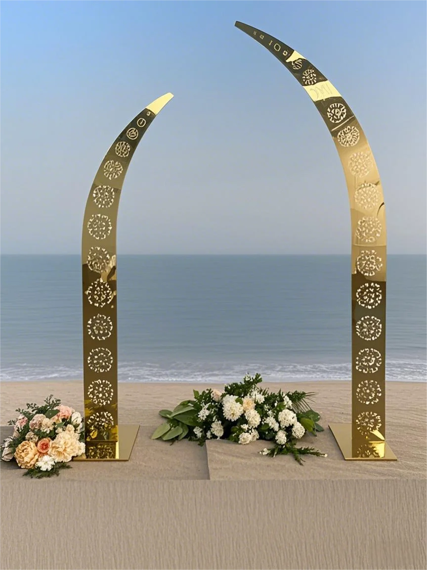 2 pieces of personalized wedding props golden sunflower horns wedding stage decoration arch screen reception area decoration