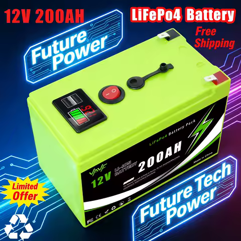 🍻🥂200AH 12v Rechargeable Battery Lithium Iron Phosphate Battery with BMS for Reliable RV, Off-Grid, Marine&amp;Solar Applications