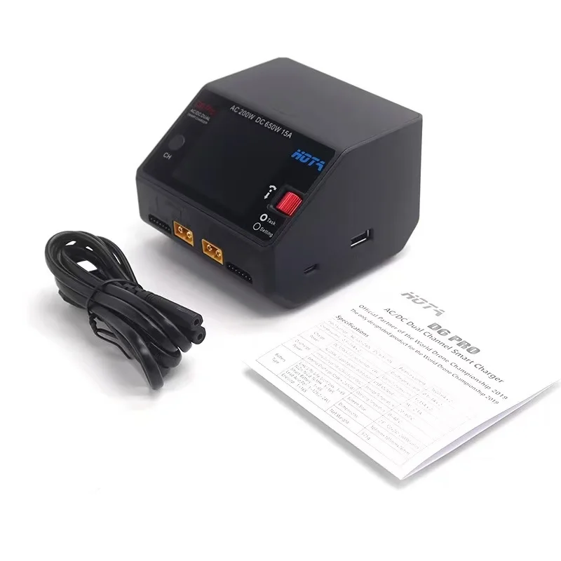 HOTA D6 Pro AC 200W DC 650W 15A*2 Dual Channel Lipo Oplader Ondersteuning Stroomverdeling 1-6S Batterijlader voor RC Modellen Onderdelen