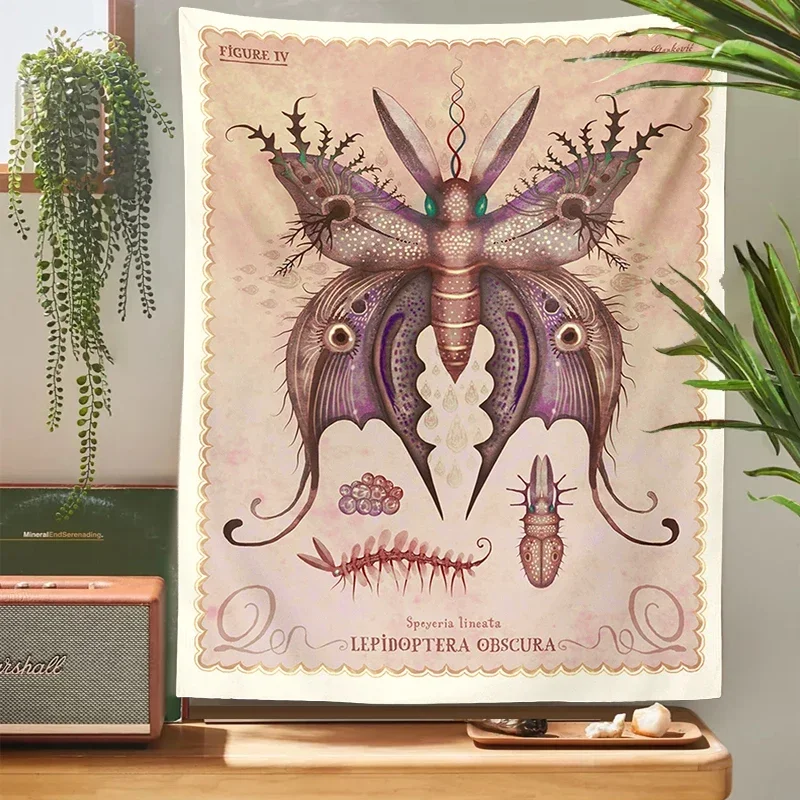 Moth Reference Chart Tapestry Vintage Tapestries Aesthetic Colorful Butterfly Tapestry Colorful Tapestry Wall Hanging for Room