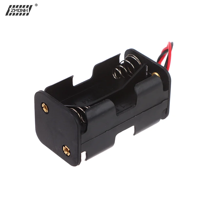 Soporte para pilas AA de alta calidad, 6V, para 4 pilas AA, caja de almacenamiento de plástico negra, estuche para pilas AA de doble capa con cable.