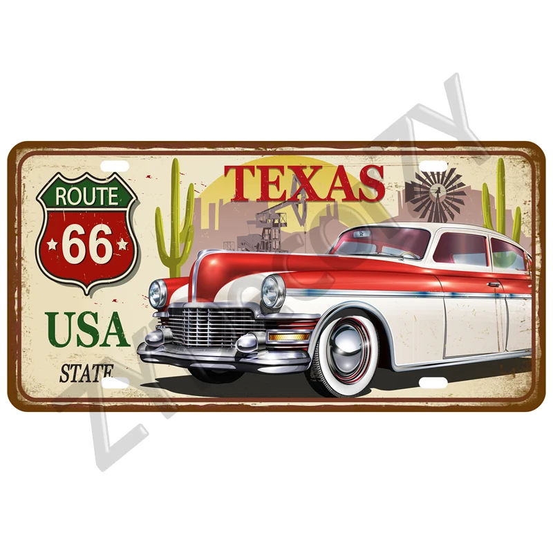 Tinplate Tinplate Plate Plaque Poster Tin Sign Bar Wall Art Garage Moto Home Decoration Metal Sign Route 66 Vintage Poster Car