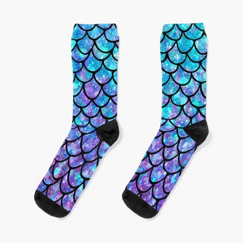 Purples & Blues Mermaid scales Socks kawaii christmas gifts new in's designer brand Men Socks Luxury Brand Women's