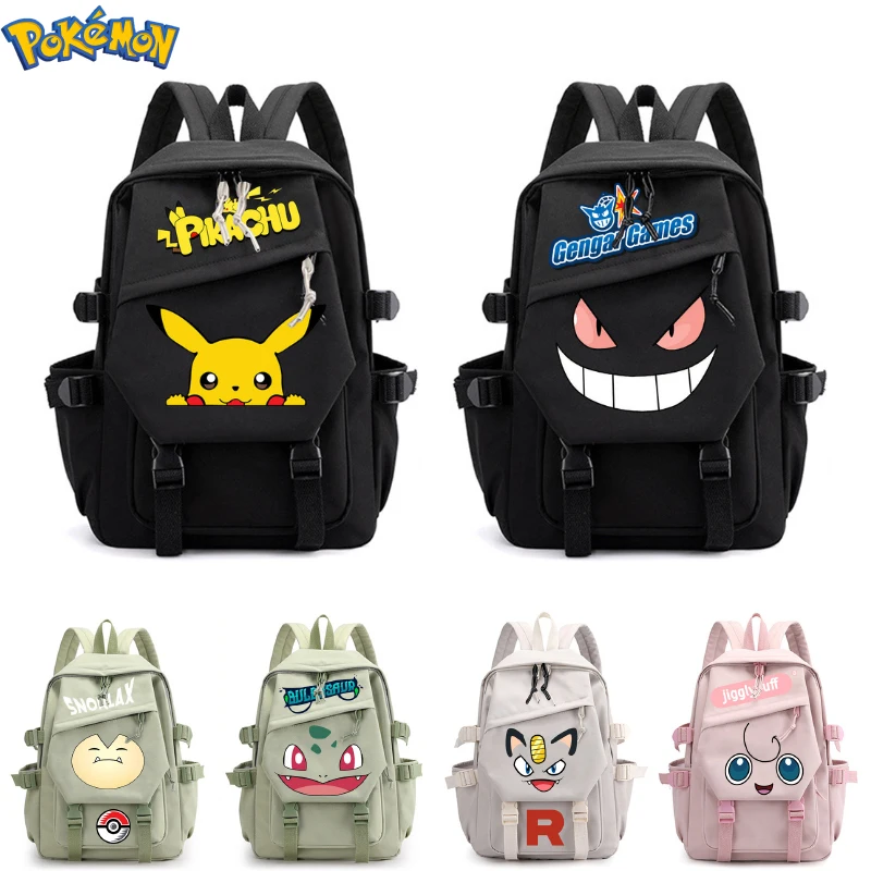 Pokemon Anime Cartoon Waterproof Pikachu Gengar Dacron Schoolbag Backpack for Kids Student Laptop Snorlax Book Pack Mochilas