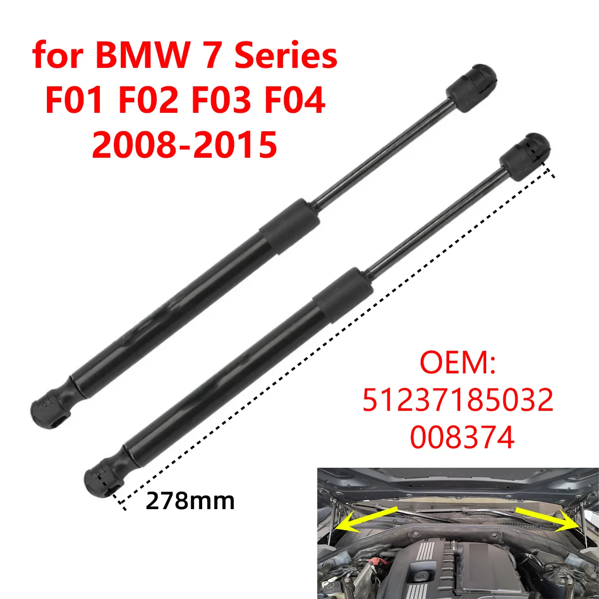 2 pièces 51237185032 capot de moteur avant de voiture entretoises à gaz tiges de Support de levage pour BMW série 7 F01 F02 F03 F04 2008-2015