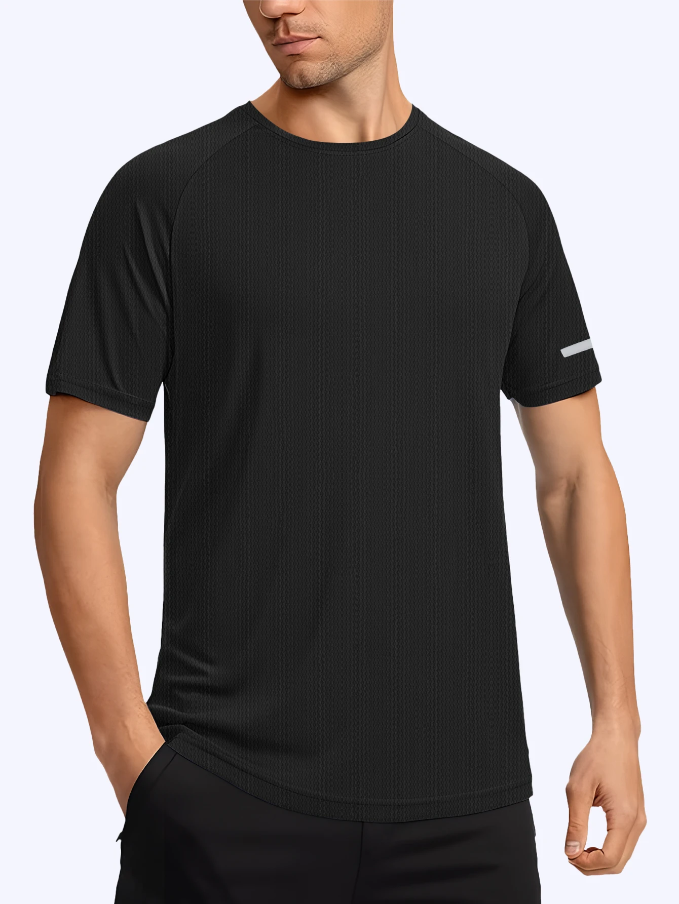 Men Mesh Breathable Short Sleeve T-shirt Quick Dry Athletic Workout Running Tee Summer Hollow Out Sports Tops