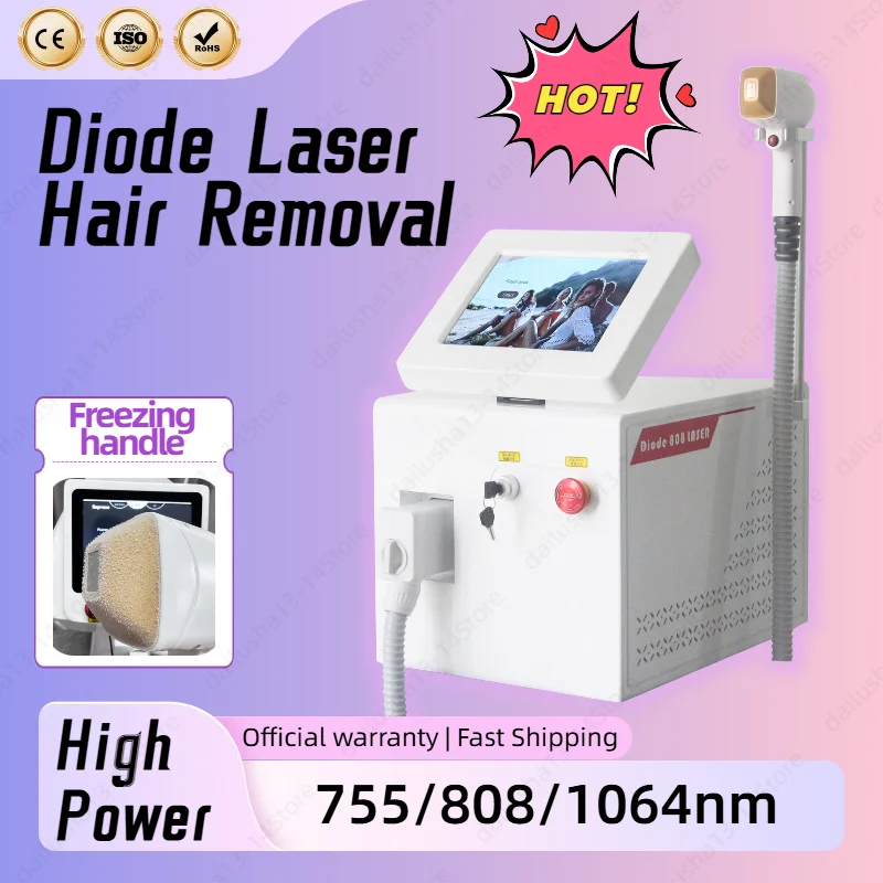 

3 Wavelength 808nm 755nm 1064nm 808 Diode Laser Hair Removal Machine Permanent Cooling Head Painless Epilator