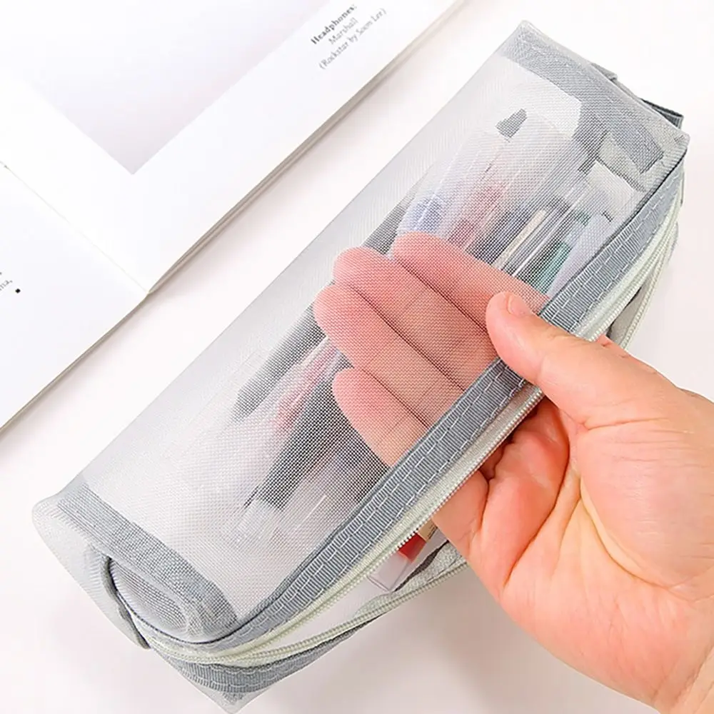 

Многофункциональная сетчатая сумка для ручек, прозрачная большая вместительная коробка для ручек, пенал для школы и офиса