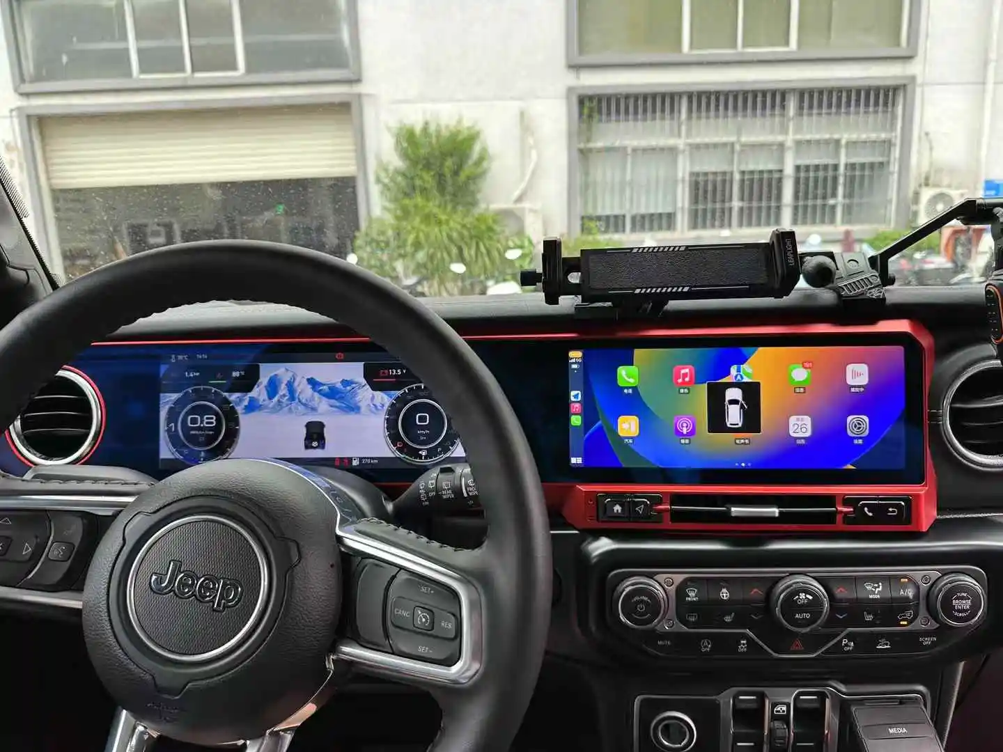 Android Auto Car Radio For Jeep Wrangler JL 2018-2023 For Gladiator Dual Screen Carplay Digital Cluster Stereo Multimedia Player