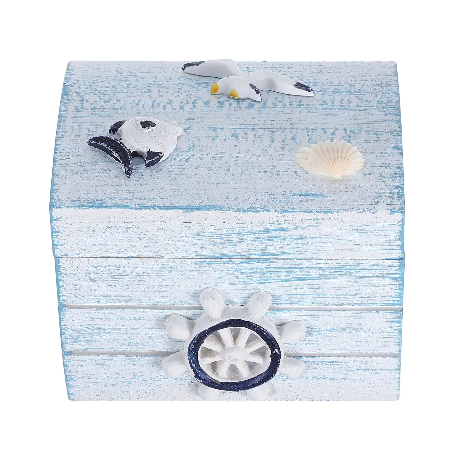 Ящик для хранения в океанском стиле, деревянный сундук, небольшой контейнер для сокровищ, декоративный органайзер, морской прибрежный пляжный дом, папка для файлов