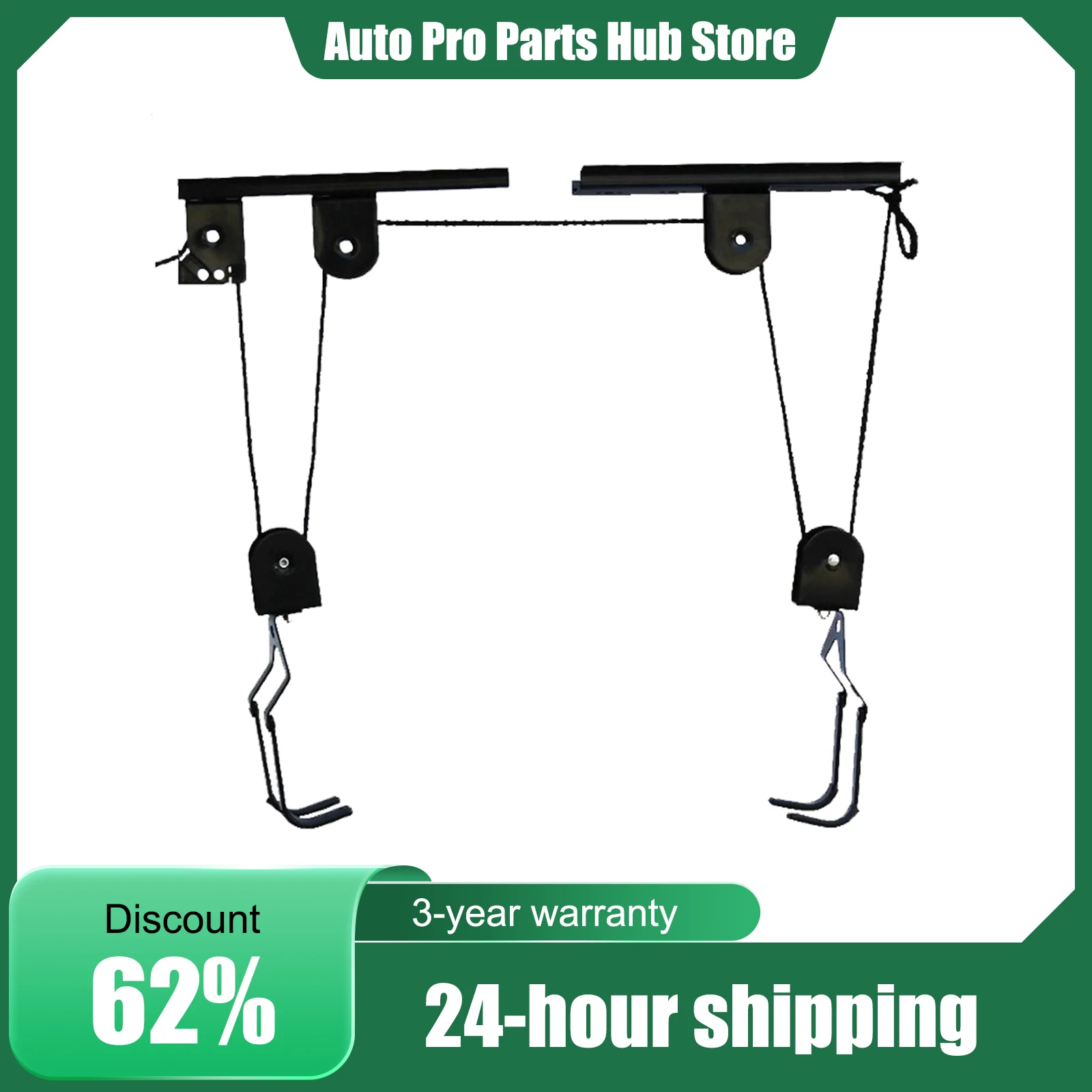 

Bicycle Bike Lift Hoist, Ceiling Storage Hanger, Garage Pulley Rack, with Hooks 60kg/132LBS Capacity
