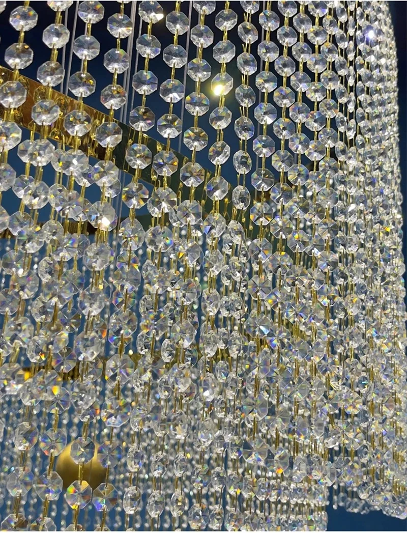 Creative Crystal Staircase Chandelier Modern Spiral Design Lamp Led Luxury Round Lighting Fixture New Round Gold Chrome Lustre - view 6